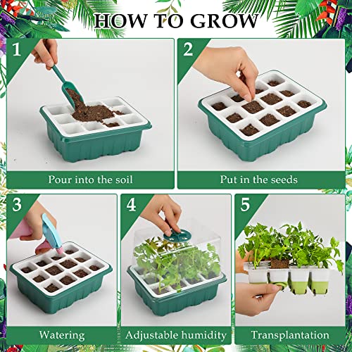 Seed Starter Tray, 72 Cells Indoor Seed Starter Kit, Flexible Silicone Designed Seedling Starter Trays, Germination Tray with Humidity Dome & Lids(4in Height), Reusable & Dishwasher Safe, BPA-Free
