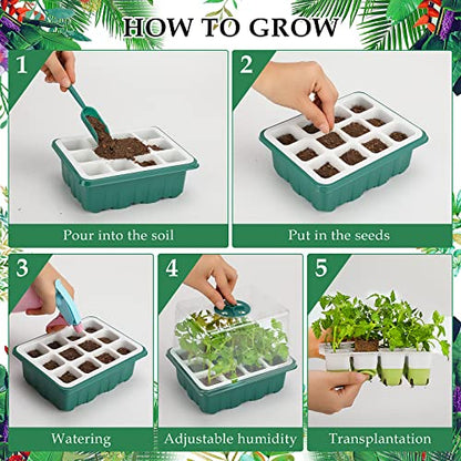 Seed Starter Tray, 72 Cells Indoor Seed Starter Kit, Flexible Silicone Designed Seedling Starter Trays, Germination Tray with Humidity Dome & Lids(4in Height), Reusable & Dishwasher Safe, BPA-Free