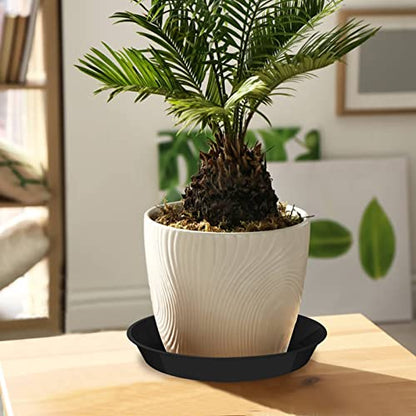 6 Pack Plant Saucer 14 16 18 20 22 Inch Plastic Plant Tray, Sturdy and Durable Flower Pot Container Accessories Plant Pot Saucers for Indoor and Outdoor (14 Inch, Black) - size: 14 Inch
