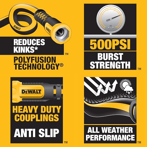 DEWALT Professional Grade Heavy Duty Garden Hose 100 Feet x 5/8 Inch - size: 100 Feet
