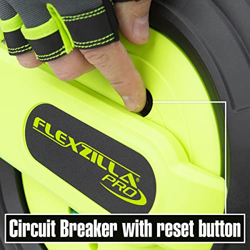 Flexzilla Retractable Extension Cord Reel, 12/3 AWG SJTOW Cord, 60', Grounded Triple Tap Outlet, ZillaGreen, FZ8120603 - size: 60ft / 12 Gauge