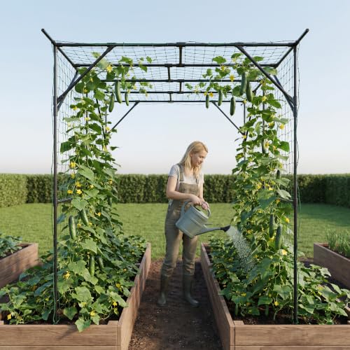 Garvee Metal Garden Arch Trellis for Climbing Plants Outdoor - color: Black-79"L*59"W*78"H