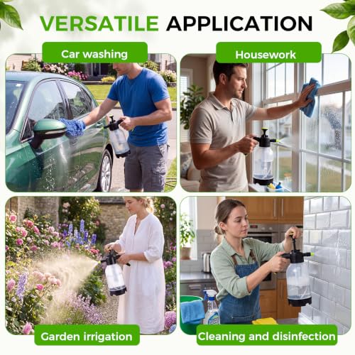4 Pcs Plastic Handheld Pump Sprayer 1/2 Gallon Garden Pressure Spray Bottle with Adjustable Brass Nozzle Water Pump Sprayer for Plants Cleaning Household Gardeners Tasks (Clear) - color: Clear
