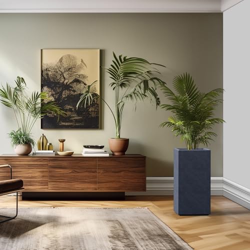 Kante Charcoal Concrete Planter 27.6" Tall All-Weather Square Large Pot - color: Dark Gray, size: 27.6" H