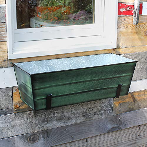 Achla Designs Medium Green Flower Box with Wall Brackets