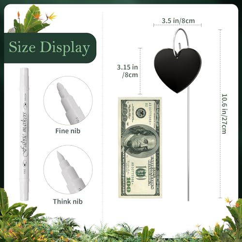 25-Pack Iron Metal Heart Shaped Garden Markers Weatherproof Metal Plant Labels Large Planting Seedling Stake Signs, for Seedlings Herbs Vegetable Greenhouse Gifts with White Marker Pen Labels - color: Metal Heart Shaped