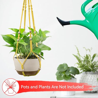 USLAI Macrame Plant Hanger, for Up to 15 Inch Pots, 35+72 Inch, Yellow - color: 72+35 Inch - Yellow