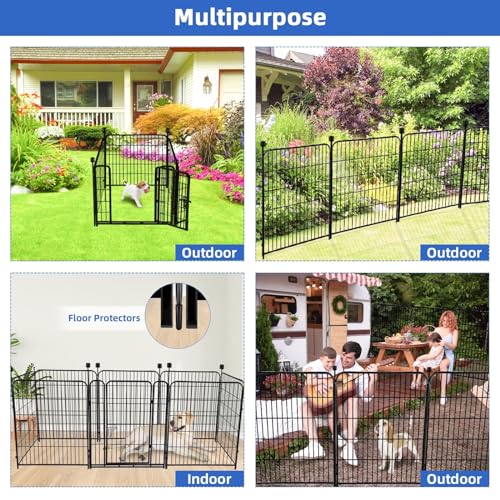 ADAVIN Tall Garden Fence with Gate, 36 in(H) 4 Panels Heavy Duty Iron Metal Animal Barrier Fence, Fence Blocker for Dogs, Portable Temporary Fencing. Total 9 Ft(L). Black - size: 4panels-36in(H)×9ft(L)