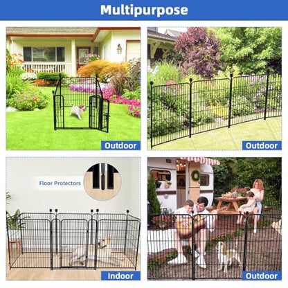 ADAVIN Tall Garden Fence with Gate, 36 in(H) 4 Panels Heavy Duty Iron Metal Animal Barrier Fence, Fence Blocker for Dogs, Portable Temporary Fencing. Total 9 Ft(L). Black - size: 4panels-36in(H)×9ft(L)