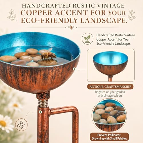 Teenyyou 9 Pcs Bee Watering Station for Garden Metal Watering Cup, Blue - color: Blue