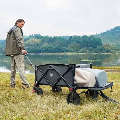 Timber Ridge 47" L Collapsible Folding Wagon with Tailgate & Brake, - color: Gray, size: 250L