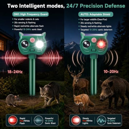 Solar Deer Repellent Outdoor, Motion Activated Animal Repeller, 2 Pack