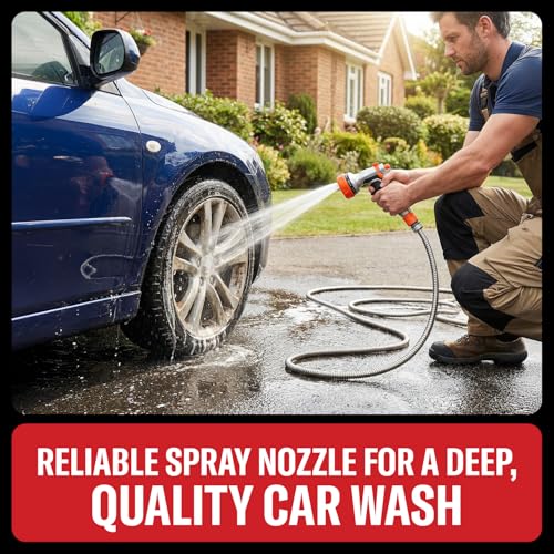 Heavy-Duty Metal Garden Hose Nozzle Sprayer- 316 Stainless Steel - High-Pressure 120 PSI - Multi-Function Spray with Ergonomic Handle - 10 Way