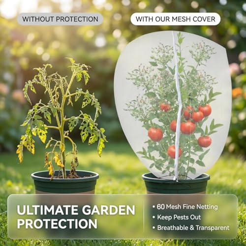 Gardtree 2PCS 3 × 3.9 FT Bird Insect Barrier Fruit Tree Netting, Double Zipper & Drawstring, Garden Bird Netting for Blueberries, Tomatoes, Peppers, Shrubs – Reusable Mesh Barrier - size: 3 x 3.9 FT/2PCS