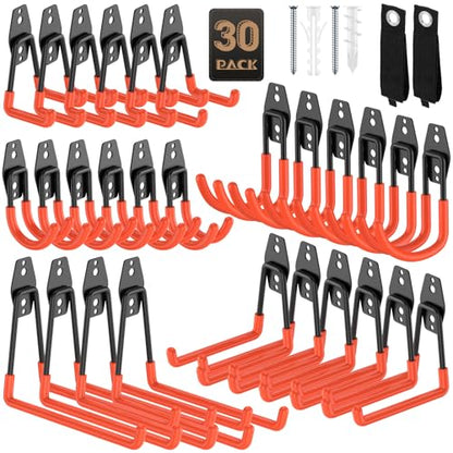 Heavy Duty Garage Hooks for Storage & Hanging Items, 30-Pack - color: 30-Pack Set Orange