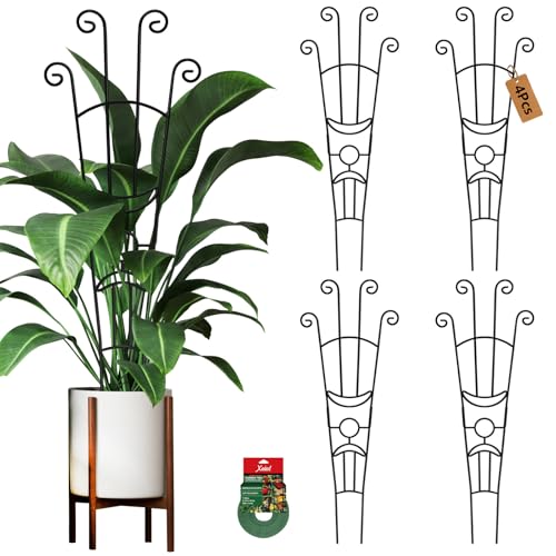 32.6in Plant Trellis for Climbing Plants Indoor, Expandable Large Metal Trellis for Potted Plants, Heavy-Duty Tall Pothos Plant Climber Support for Ivy Pothos Hoya Monstera, 4P - size: 32in, 4p