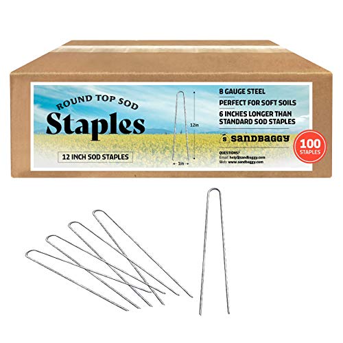 Sandbaggy 12-inch 8-Gauge Landscape Staples ~ The Longest & Strongest Landscaping Staple on Amazon (100 Staples) - size: 100 Staples