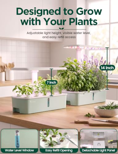 LetPot LPH-Air Hydroponics Growing System Kits, APP & WiFi Controlled Smart Indoor Garden with Adjustable 24W Grow Light Full Spectrum, 10 Pods Planter Indoor Gardening for Gifts, Kitchen, Vegetable - size: 10 Pods-Green