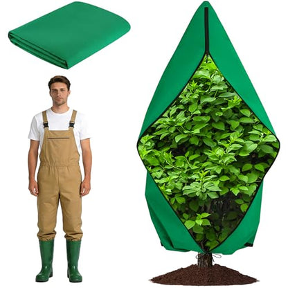 Zip A Tree Cover Freeze Protection, Thick Plant Protection Cover Bags for Outdoor Plants with Drawstring, Zip-Up Frost Blankets for Cedars, Juniper, Cypress Trees and Christmas Tree (1, Green)
