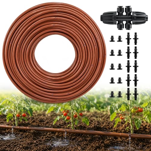 1/4 Drip Irrigation Tubing 500FT Brown Drip Line, 0.5GPH Emitters Every 6In - size: 500FT