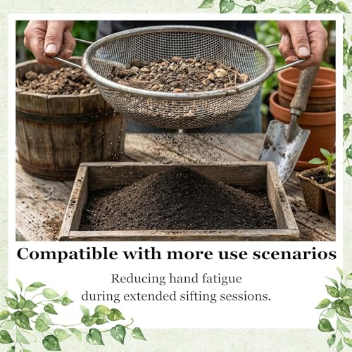 3PCS Soil Sifter for Gardening with Handles - Rock Compost Dirt Sifter for 5 Gallon Bucket, 1/4in,1/8in,3/8in Mesh Garden Sifting Screen Gravel Sawdust Vermicompost with Repotting Mat