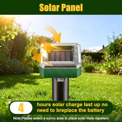2026 Upgraded Solar Ultrasonic Mole & Snake & Skunk & Rabbit Repeller
