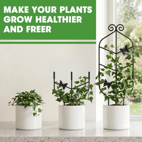 30" Metal Trellis for Potted Climbing Plants, Indoor Outdoor, 4PC