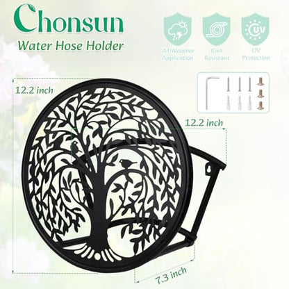 Metal Hose Reel Hose Holders Wall Mounted for Garden - color: Tree of Life