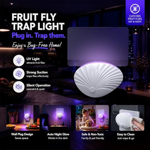 LFSYS Fruit Fly Traps for House Indoors Gnats 2 Device+20 Refills (Shell)