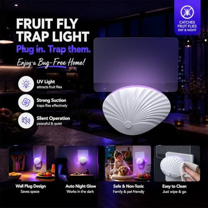 LFSYS Fruit Fly Traps for House Indoors Gnats 2 Device+20 Refills (Shell)