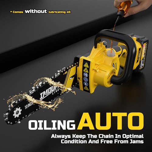 IMOUMLIVE 10" Pole Saw & Mini Chainsaw 2-IN-1, Cordless Pole Chainsaw - color: Yellow 10 Inch
