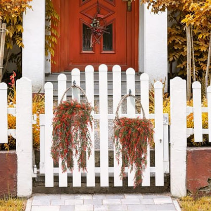RECUTMS 4Pcs Artificial Fall Lavender Fake Hanging Plants for Outdoors - color: Orange
