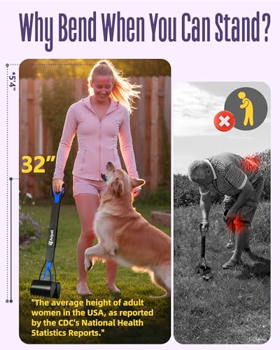 2 Pack Dog Pooper Scoopers, 32" Long Handle for Yard & Grass - color: Value 2-Pack
