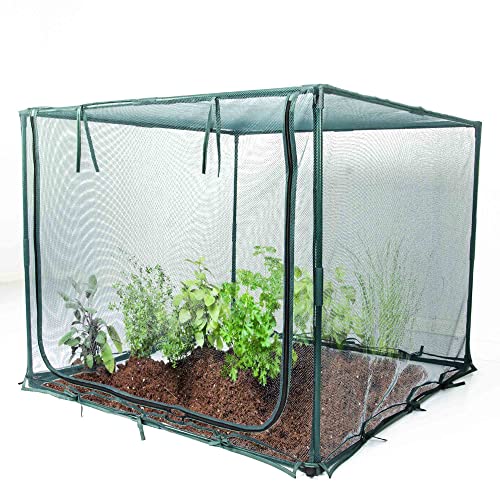 Square 4'x4' Netting Cover 3.3FT Tall Crop Cage Pest Guard Cover for Vegetables Fruits Durable Plant Garden Net with 4 Stakes - style: 49*49*39inches Square Net