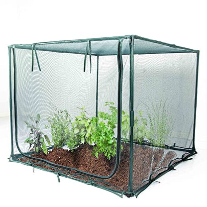 Square 4'x4' Netting Cover 3.3FT Tall Crop Cage Pest Guard Cover for Vegetables Fruits Durable Plant Garden Net with 4 Stakes - style: 49*49*39inches Square Net