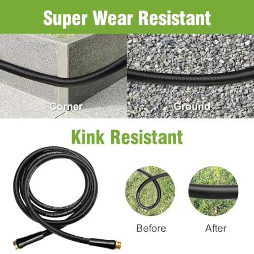 Beitopamz 100 ft Garden Hose, 5/8 in Heavy Duty Water Hose, Flexible and Durable, Lightweight Rubber Hybrid Hose, Leak-Free Connections, Male to Female 3/4'' Brass Fittings for Patio, Lawn, Black - size: 100ft Male to Female