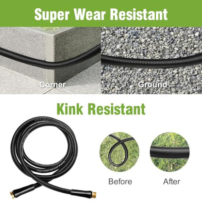 Beitopamz 100 ft Garden Hose, 5/8 in Heavy Duty Water Hose, Flexible and Durable, Lightweight Rubber Hybrid Hose, Leak-Free Connections, Male to Female 3/4'' Brass Fittings for Patio, Lawn, Black - size: 100ft Male to Female