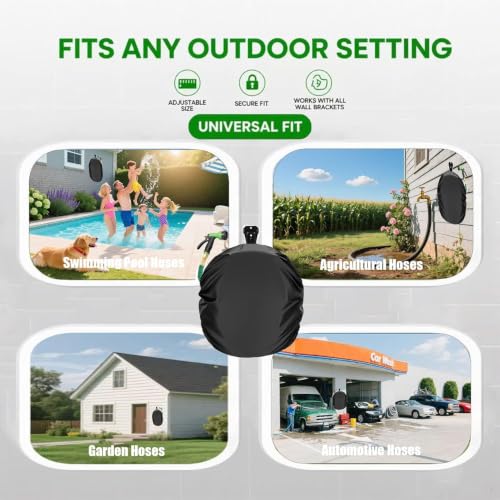 Hose Cover - Garden Hose Reel Cover(Fits 5/8" x 50-100ft), Protect & Extend Life, Sun-Proof, Waterproof, Dustproof, Heavy Duty 420D Oxford Spun Cloth, Double-sided Material, Hose Covers for Outside