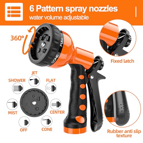 SPECILITE 3/8" Lightweight Coil Garden Hose 75 FT, EVA Flexible Water Hose - color: Orange, size: 75FT
