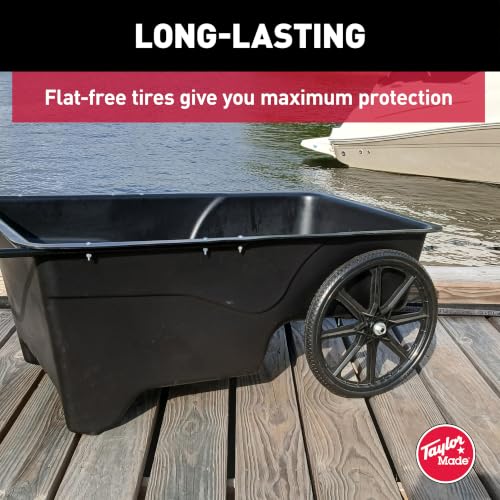 Taylor Made Dock Pro Dock Cart, 65 x 32 x 23-Inch, Ergonomic, Curved Handle, Marine Plastic Rim Wheels, 12 Cubic Feet, 350 lbs. Capacity, Hand Wheelbarrow for Garden, Landscape, Yard, Cargo - 1060