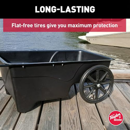 Taylor Made Dock Pro Dock Cart, 65 x 32 x 23-Inch, Ergonomic, Curved Handle, Marine Plastic Rim Wheels, 12 Cubic Feet, 350 lbs. Capacity, Hand Wheelbarrow for Garden, Landscape, Yard, Cargo - 1060