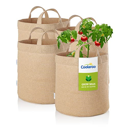 Coolaroo 4-Pack 10 Gallon Heavy Duty Plant Tomato Potato and Other Vegetables and Fruits Breathable Fabric Grow Planter Pot Bag with Handles, Desert Sand - color: Desert Sand, size: 4 Pack, style: 10 Gallon