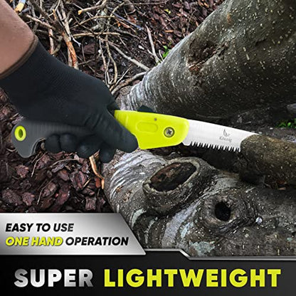 Foldable Hand Held Pruning Saw (RAZOR SHARP 7" BLADE) Compact Design Jab Saw - Japanese Design Hand Saw - size: 7" Folding w/striped handle