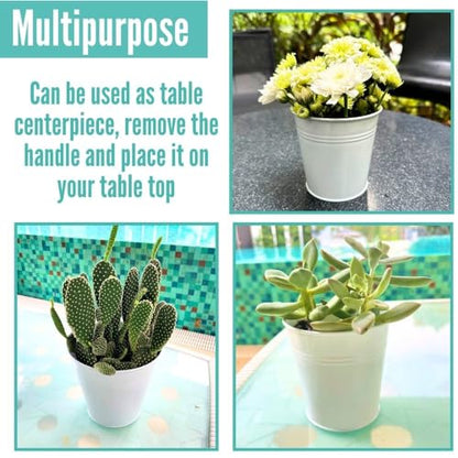 LaLaGreen Rail Planter (6 in, 10 Pack) White Metal Iron Railing Pots - size: 6 Inch (White)