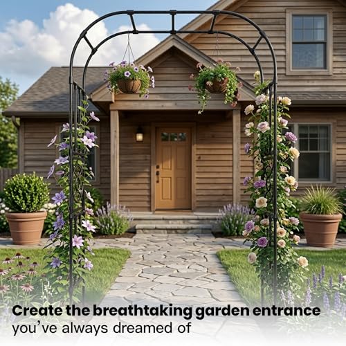 Heavy Duty Garden Arch Trellis,70.9 x 98.4 in, with Lattice - size: 70.9"W x 98.4"H