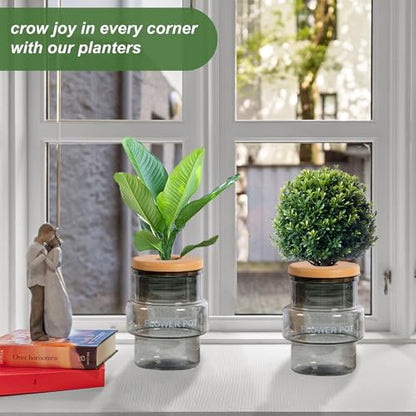 2PCS Self Watering Planters 5.11 Inch Self Watering Pots for Indoor Plants, African Violet Pots with Wick Rope, Flowers, Succulents, Herb, House Plants - color: Gray