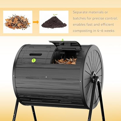 DRATO Compost Bin Outdoor 37.5 Gallon Black - color: Black