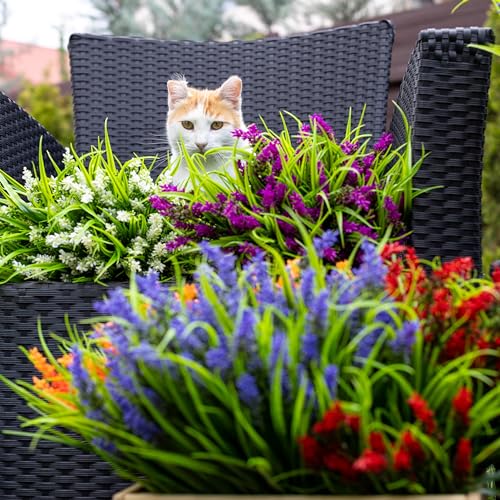AXYLEX Artificial Lavender Flowers Outdoor, 20 Bundles Fake Plants (White) - color: White