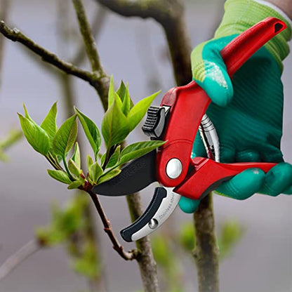 Nevlers 8" Red Anvil Pruning Shears for Gardening w/ 8mm Cut Capacity - color: Red, size: Anvil