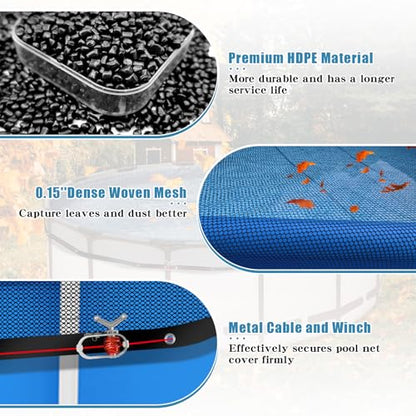 28FT Pool Leaf Net Cover for Above Ground Pools, 0.15’’ Mesh Pool Cover - size: 28FT